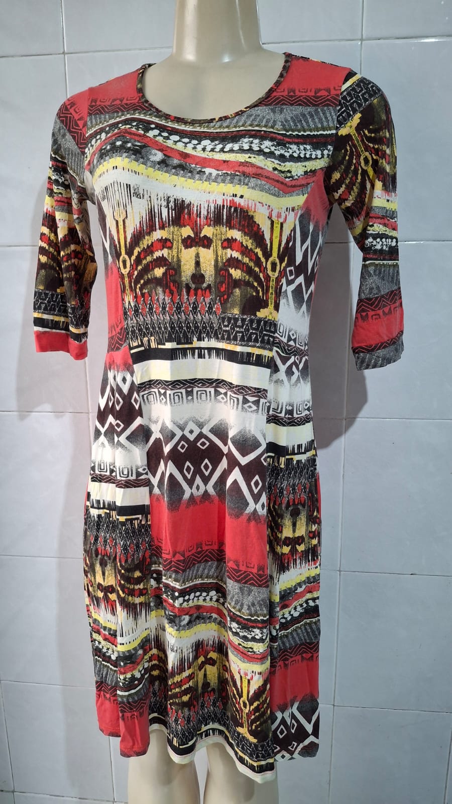 Vestido Tribal Vermelho Evasê